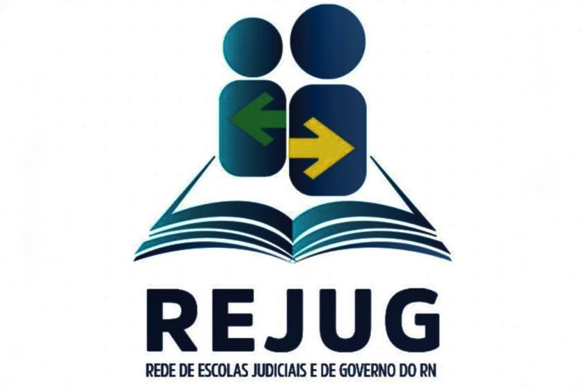 Logo do REJUG formada pela imagem de um livro e figuras representando duas pessoas.