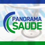 Logo do Panorama Saúde, predominantemente nas cores azul e verde, com o nome "Panorama Saúde"