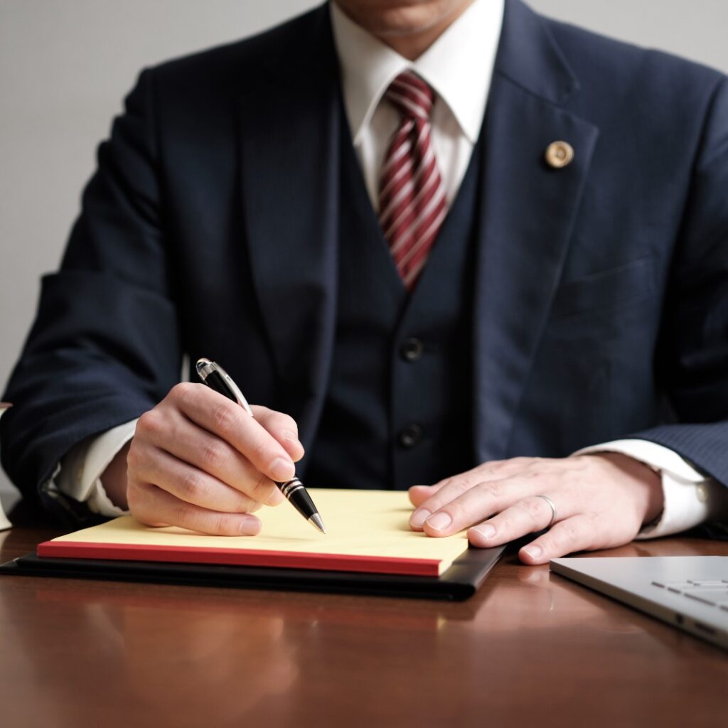 Imagem de um homem assinando um documento