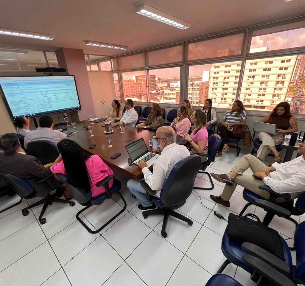 Imagens de pessoas reuniadas em uma mesa